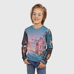 Лонгслив детский Новогодняя улица, цвет: 3D-принт — фото 2
