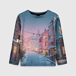 Лонгслив детский Новогодняя улица, цвет: 3D-принт