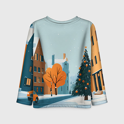 Детский лонгслив Новогодняя улица / 3D-принт – фото 2