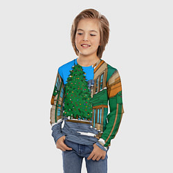 Лонгслив детский Мультяшный новогодний двор, цвет: 3D-принт — фото 2