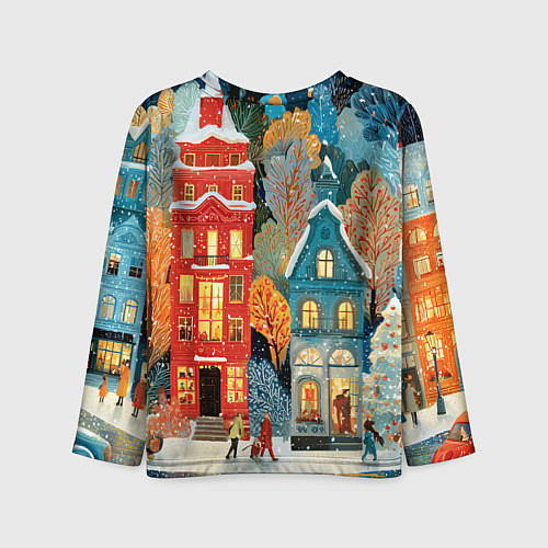 Детский лонгслив Объемные разноцветные домики / 3D-принт – фото 2