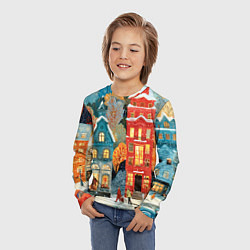 Лонгслив детский Объемные разноцветные домики, цвет: 3D-принт — фото 2