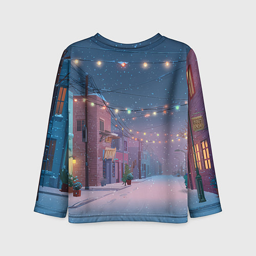 Детский лонгслив Новогодняя пустая улица / 3D-принт – фото 2