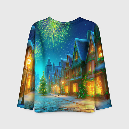 Детский лонгслив Праздничный новогодний салют / 3D-принт – фото 2