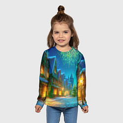 Лонгслив детский Праздничный новогодний салют, цвет: 3D-принт — фото 2