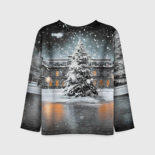 Детский лонгслив Новогодний снегопад / 3D-принт – фото 2