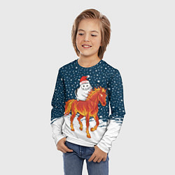 Лонгслив детский Кот Бендер и огненный конь - 2026, цвет: 3D-принт — фото 2