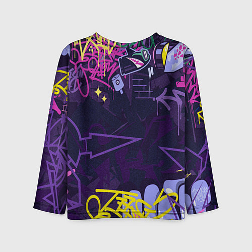 Детский лонгслив Лошадь в очках граффити / 3D-принт – фото 2