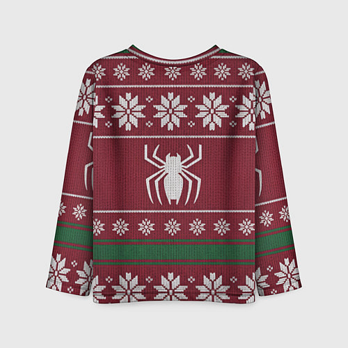 Детский лонгслив Человек паук в вязаном свитере - новый год / 3D-принт – фото 2
