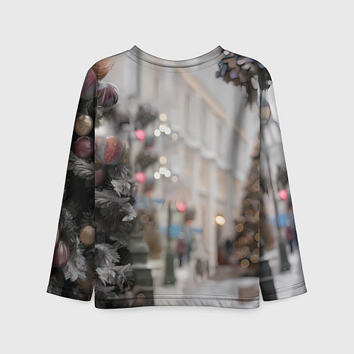 Детский лонгслив Новогодняя лошадка у елки / 3D-принт – фото 2