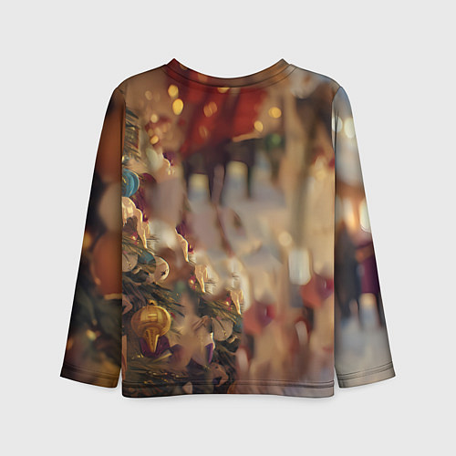 Детский лонгслив Милая лошадка любуется елкой / 3D-принт – фото 2