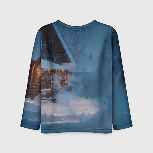 Детский лонгслив Лошадь у избы / 3D-принт – фото 2
