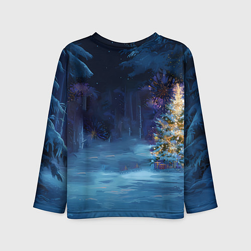 Детский лонгслив Сияющая новогодняя лошадка / 3D-принт – фото 2