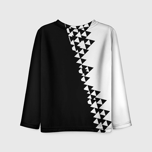 Детский лонгслив Juventus черно белая геометрия текстура / 3D-принт – фото 2