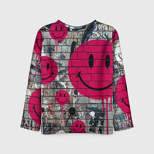 Детский лонгслив Розовые смайлы граффити / 3D-принт – фото 2