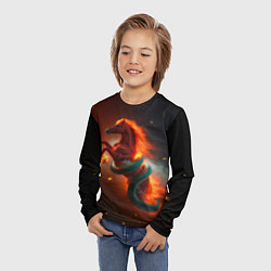 Лонгслив детский Смена зелёной змеи на красную огненную лошадь, цвет: 3D-принт — фото 2