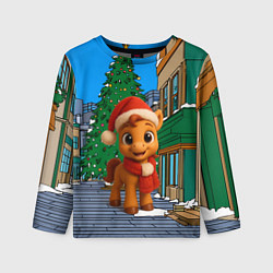Лонгслив детский Новогодняя лошадка и елка, цвет: 3D-принт