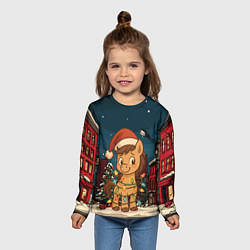 Лонгслив детский Лошадка в новогодней гирлянде, цвет: 3D-принт — фото 2