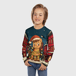 Лонгслив детский Лошадка в новогодней гирлянде, цвет: 3D-принт — фото 2