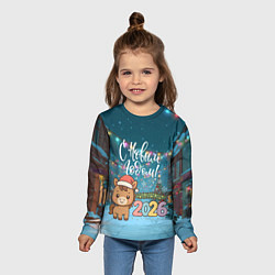 Лонгслив детский Новогодняя лошадка 2026 год, цвет: 3D-принт — фото 2