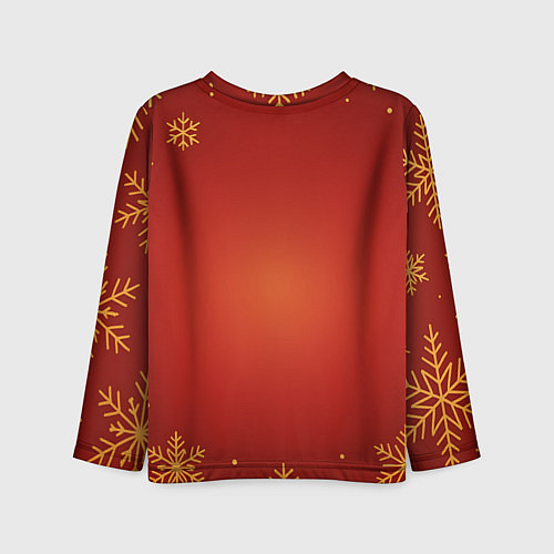 Детский лонгслив Новогодняя лошадка 2026 на красном фоне / 3D-принт – фото 2