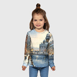 Лонгслив детский Санкт-Петербург снежный день, цвет: 3D-принт — фото 2