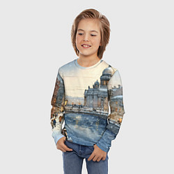 Лонгслив детский Санкт-Петербург снежный день, цвет: 3D-принт — фото 2