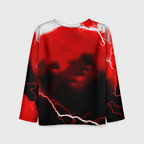 Детский лонгслив Ливерпуль шторм молнии красный / 3D-принт – фото 2