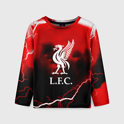 Лонгслив детский Ливерпуль шторм молнии красный, цвет: 3D-принт