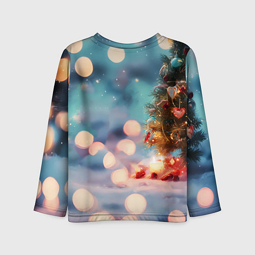 Детский лонгслив Рыжий маленький новогодний котенок / 3D-принт – фото 2