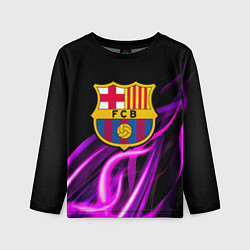 Детский лонгслив Барселона неоновый огонь текстура