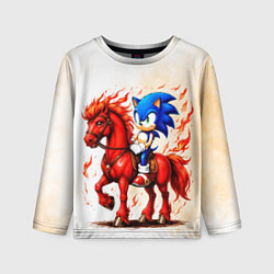 Лонгслив детский Соник верхом на коне, цвет: 3D-принт