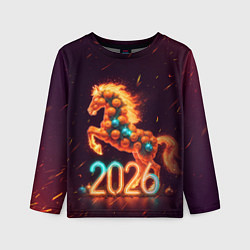 Детский лонгслив Новогодняя мандариновая лошадь 2026