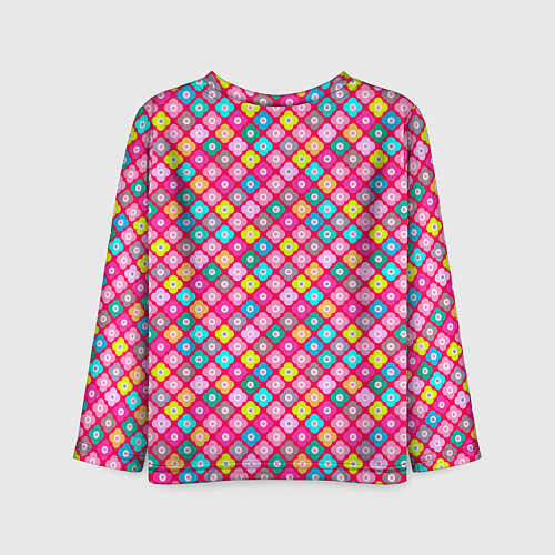 Детский лонгслив Разноцветный цветочный узор ретро / 3D-принт – фото 2
