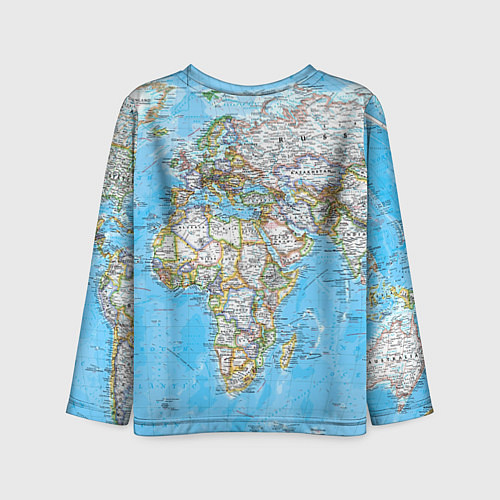 Детский лонгслив Карта мира - политическая / 3D-принт – фото 2
