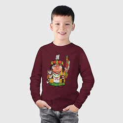 Лонгслив хлопковый детский Забавные Индейцы 9, цвет: меланж-бордовый — фото 2