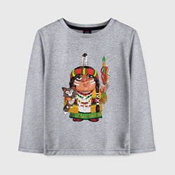 Лонгслив хлопковый детский Забавные Индейцы 9, цвет: меланж