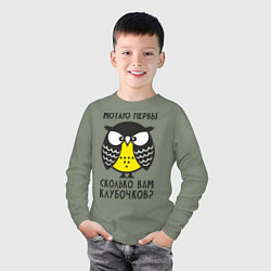 Лонгслив хлопковый детский Сова: мотаю нервы!, цвет: авокадо — фото 2