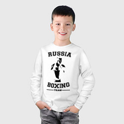 Лонгслив хлопковый детский Russia Boxing Team, цвет: белый — фото 2