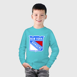 Лонгслив хлопковый детский New York Rangers, цвет: бирюзовый — фото 2