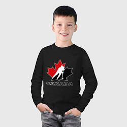 Лонгслив хлопковый детский Canada, цвет: черный — фото 2