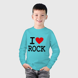 Лонгслив хлопковый детский I love Rock, цвет: бирюзовый — фото 2