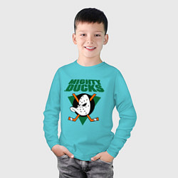 Лонгслив хлопковый детский Anaheim Mighty Ducks, цвет: бирюзовый — фото 2