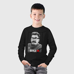 Лонгслив хлопковый детский Stalin: Style in, цвет: черный — фото 2