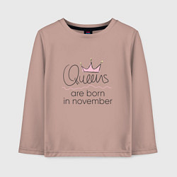 Лонгслив хлопковый детский Королевы рождаются в ноябре, цвет: пыльно-розовый