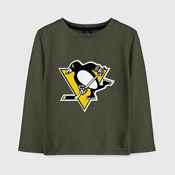 Лонгслив хлопковый детский Pittsburgh Penguins, цвет: меланж-хаки