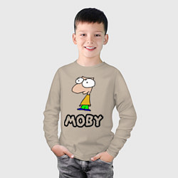 Лонгслив хлопковый детский Moby цвета миндальный — фото 2
