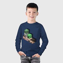 Лонгслив хлопковый детский Minecraft Cube's, цвет: тёмно-синий — фото 2