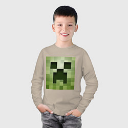 Лонгслив хлопковый детский Мinecraft creeper, цвет: миндальный — фото 2