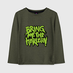 Лонгслив хлопковый детский Bring me the horizon, цвет: меланж-хаки